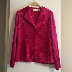 Chicos crushed velvet hot pink size 1 blazer jacket beautiful